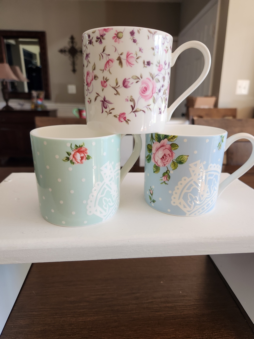 Royal Albert Pastel Floral Porcelain Mug Set - Pink, Mint & Blue 12oz